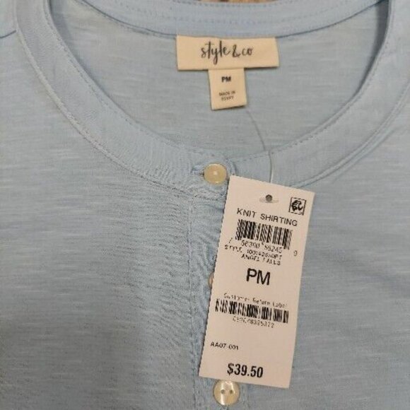 2 Style & Co Pullover Womens Partial Button Up Long Sleeve Shirts NWT Blue PM - Picture 3 of 10